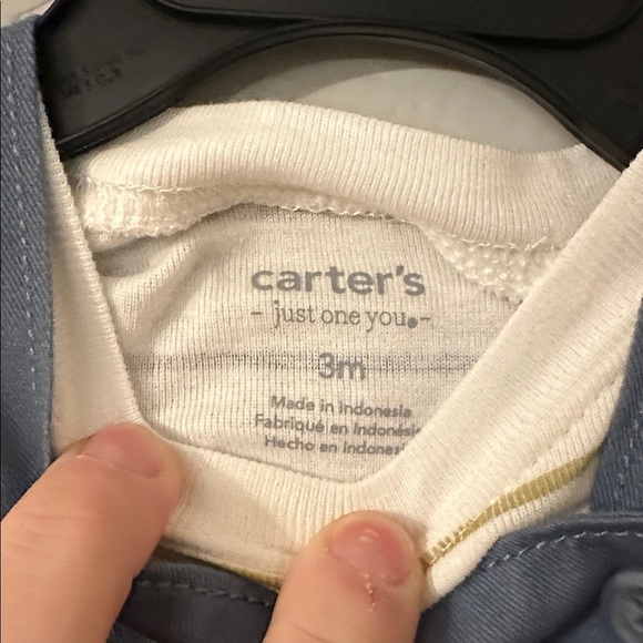 Carters Just One You Baby Boys Striped Pocket Overalls with Bear 3 Months - Picture 5 of 6